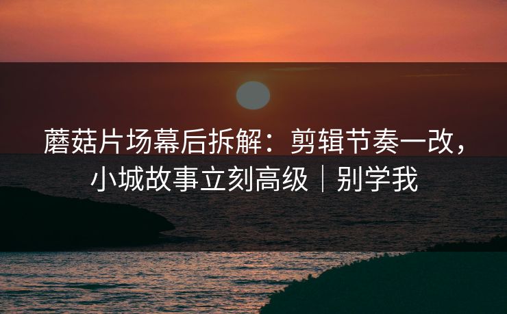 蘑菇片场幕后拆解：剪辑节奏一改，小城故事立刻高级｜别学我