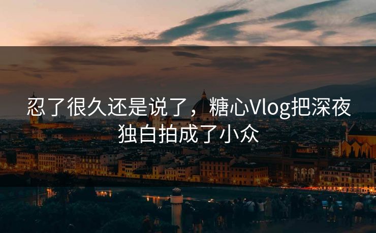 忍了很久还是说了，糖心Vlog把深夜独白拍成了小众