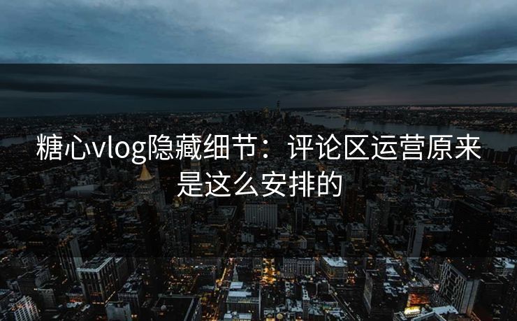 糖心vlog隐藏细节：评论区运营原来是这么安排的