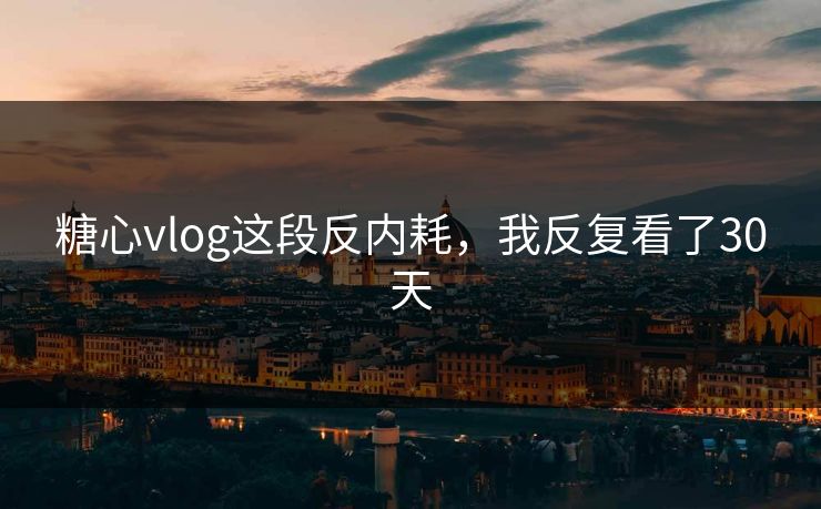 糖心vlog这段反内耗，我反复看了30天
