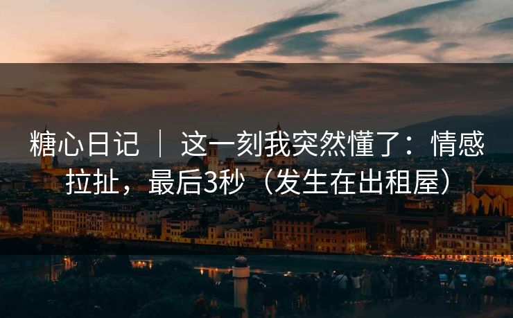 糖心日记 ｜ 这一刻我突然懂了：情感拉扯，最后3秒（发生在出租屋）