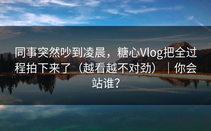 同事突然吵到凌晨，糖心Vlog把全过程拍下来了（越看越不对劲）｜你会站谁？