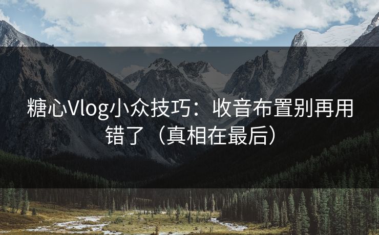 糖心Vlog小众技巧：收音布置别再用错了（真相在最后）