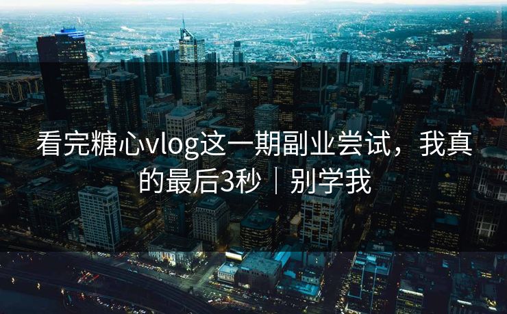 看完糖心vlog这一期副业尝试，我真的最后3秒｜别学我
