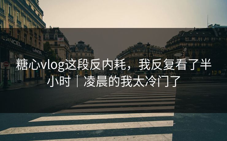 糖心vlog这段反内耗，我反复看了半小时｜凌晨的我太冷门了