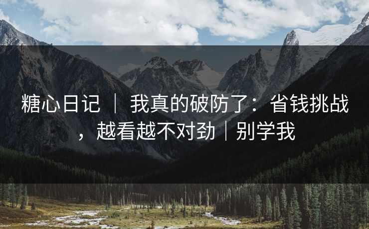 糖心日记 ｜ 我真的破防了：省钱挑战，越看越不对劲｜别学我