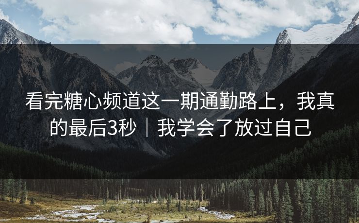 看完糖心频道这一期通勤路上，我真的最后3秒｜我学会了放过自己