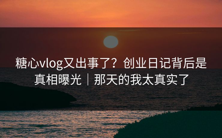 糖心vlog又出事了？创业日记背后是真相曝光｜那天的我太真实了