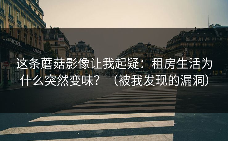 这条蘑菇影像让我起疑：租房生活为什么突然变味？（被我发现的漏洞）