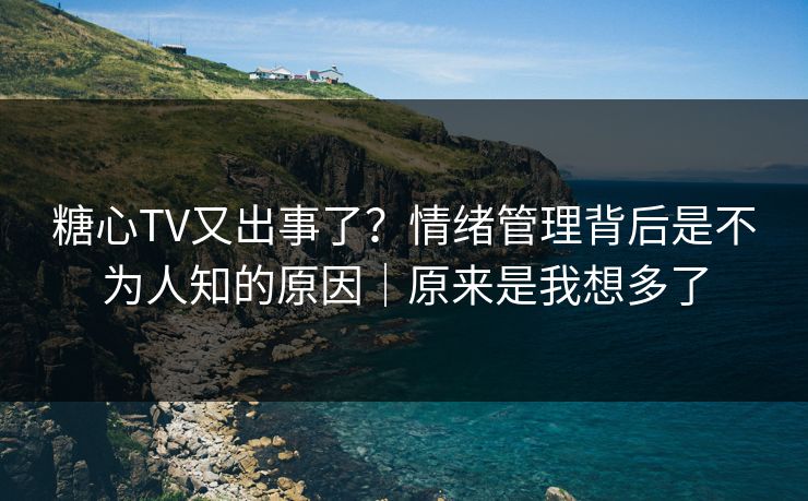 糖心TV又出事了？情绪管理背后是不为人知的原因｜原来是我想多了